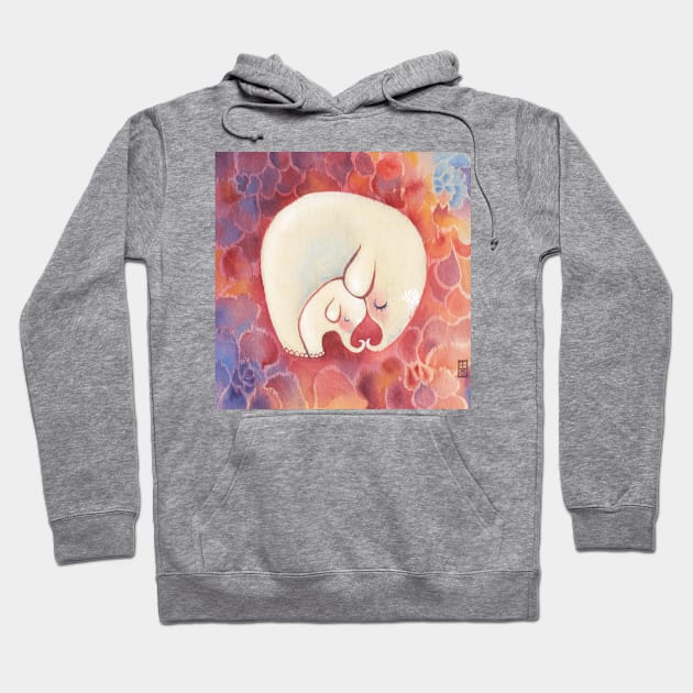 Mothers Day Elephants Hoodie by Alina Chau